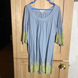 Women's Blue Top with Yellow Embroidery